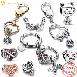 925 sterling zilver voor pandora bedels authentieke kraal Charm Holder Family Infinity Triple Hearts Splittable Friendship