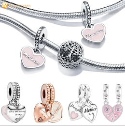 Plata de ley 925 para abalorios pandora, cuentas auténticas, regalo para el día de la madre, cuentas para madre e hija