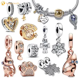 Plata de ley 925 para abalorios pandora, colgante de cuentas auténticas, pulseras para mujer, abalorios, nueva colección, abalorio de gato galáctico