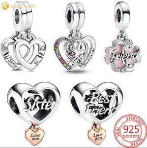 925 Sterling Silver pour pandora charms authentique perle DIY Pendentif femmes Bracelets perles Bijoux Puzzle Piece Hearts Splittable