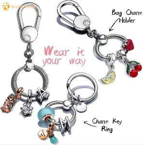 925 argent Sterling pour pandora charmes authentique perle bricolage pendentif femmes Bracelets perles Moment porte-clés petit sac coeur