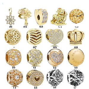 925 Sterling Silver For Women Pandora Charms Gold Love Crown Pendant kralen