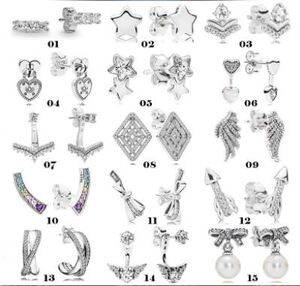 Boucles d'oreilles Pandora en argent sterling 925 pour femmes, Wish Rainbow Boucles d'oreilles étoiles à cinq branches Série Boucles d'oreilles Tempérament