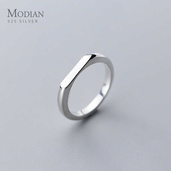 Anillo de línea de corte geométrico de Plata de Ley 925 para regalo de mujer accesorios de joyería fina minimalista de moda 210707