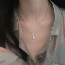 925 argent sterling goutte d'eau géométrique collier femme simple clavicule chaîne mode tempérament pendentif bijoux brillant zircon L230704