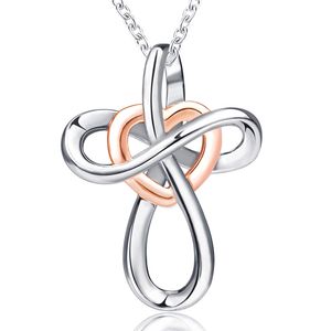 Collar con colgante de nudo infinito de corazón de amor de plata de ley 925 dorado, joyería fina para mujer 2020, salida de fábrica Q0531