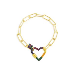 Pulsera en forma de corazón de arcoíris de oro de plata de ley 925 ins diseño único club nocturno de lujo ligero Regalo de San Valentín