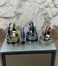 925 Sterling Silver Goldpolated Gear Ceramic Roterende Ring Men en Women Fashion Personality Luxury Brand Party Gift Jewelry1688551