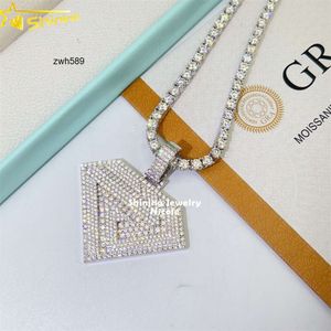 Pendentif personnalisé en argent Sterling 925, certificat GRA Hip Hop VVS Moissanite, avec chaîne de Tennis, pour cadeau