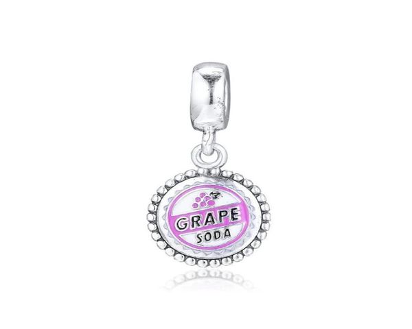 925 Sterling Silver Grape Soda Soda Dangle Charm Fit Style Charms Beads Beads Collar Collar Colgante de bricolaje Joyería para Women2803163