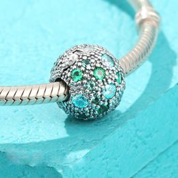 925 Sterling Silver Green Cosmic Stars Clip Stopper Bead Convient aux bijoux européens Pandora Style Charm Bracelets