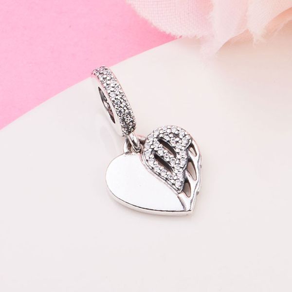 925 Sterling Silver Heart Angel Dangle Bead Fits European Jewelry Pandora Style Charm Pulseras