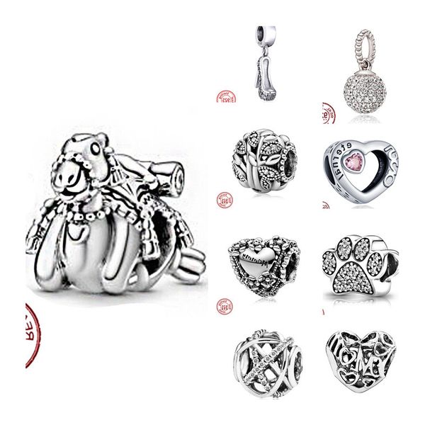 Cuentas de animales circulares de corazón de Plata de Ley 925 compatibles con pulsera Pandora Original para mujer, fabricación de joyería de plata de moda DIY