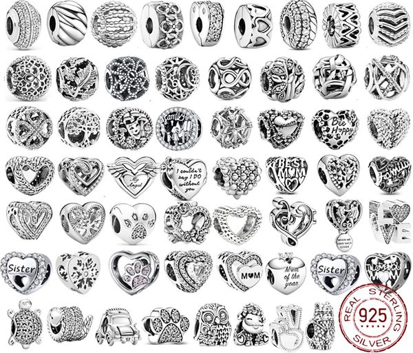 Perles rondes en forme d'animaux en argent sterling 925, adaptées au bracelet à breloques pandora pour femmes, bricolage de bijoux à la mode, cadeaux
