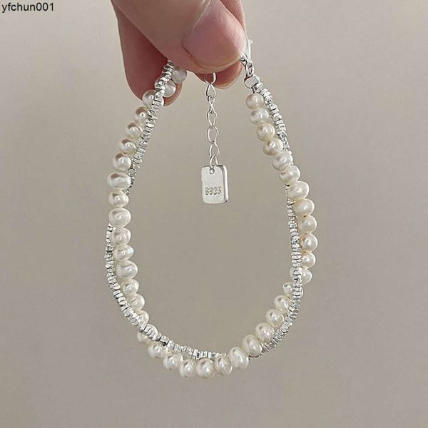 Bracelet de perles brisées en argent sterling 925 pour femme, luxe léger, unique et exquis, pur comme cadeau pour les meilleurs amis