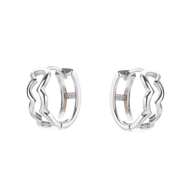 Boucles d'oreilles créoles en argent sterling 925 bijoux plaqués or 18 carats avec boîte pour femmes hommes élégant goujon en forme de vague errant