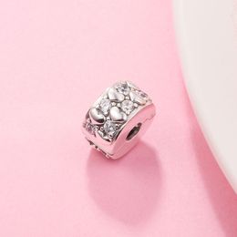 925 Sterling Silver Infinite Hearts Sparkling Clip Stopper avec Clear Cz Bead Fits European Pandora Jewelry Charm Bracelets
