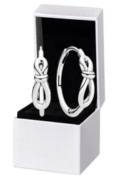 925 Sterling Silver Infinity Knot Hoop Boels Box Original Boîte pour les femmes Earring Girls3754591