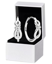 925 Sterling Silver Infinity Knot Hoop Boes Oread Box Original Boîte pour les femmes Earring Girls2307214