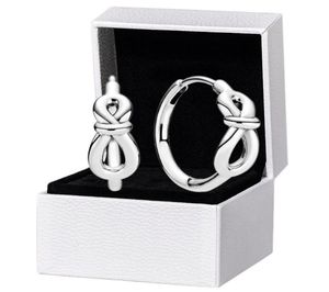 Pendientes de aro con nudo infinito de plata de ley 925, caja original para mujeres y niñas, pendiente 6708443