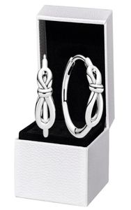 925 Sterling Silver Infinity Knot Knot Hoop oorbellen Originele doos voor vrouwen Girls Earring4804263