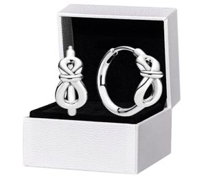 925 Sterling Silver Infinity Knot Knot Hoop oorbellen Originele doos voor vrouwen Girls Earring6748376