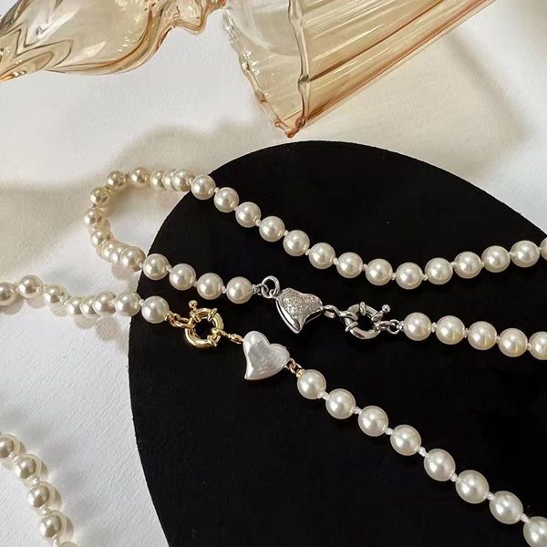 925 bijoux en argent sterling coeur collier saturn en forme de coeur desinger jewlery womans blanc perle pendentif colliers célèbre vvs chaîne bijoux valentine cadeau de luxe