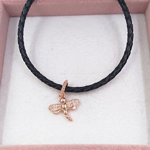 925 Sterling Zilveren Sieraden Maken Kit Pandora Rose Gold Dragonfly Charms Gouden Armband Voor Vrouwen Mens Kinderketting Kristallen Kettingen Set Bangle Hanger Europa