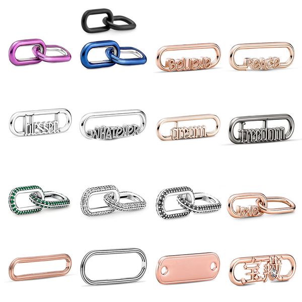 Joyería de plata esterlina 925 Serie ME Colgante Charm Treasure Word Link Adecuado para pulseras de collar de bricolaje 799660C02 799670C00 799663C02 799665C00 789687C00