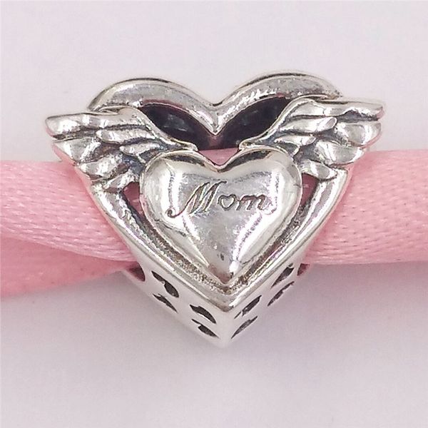 Joyería de plata esterlina 925 Pandora Angel Wings Mom Charms Chain Crystal White Beads Diy Bracelet Making Kit para mujeres Corazón Collares Beads 799367C00 Annajewel