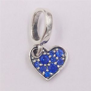 925 Sterling Silver Jewelry Pandora Stellaa Blue Pave Tilte Heart Dange Charms Chain Spacer Crystal Beads Diy Bracelet For Women Cadeau 799404C01 Annajewelel