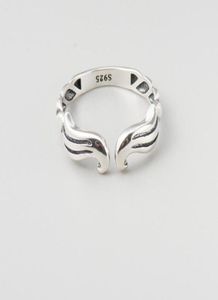 925 Sterling zilveren sieraden vleugels vorm retro zilver vlak zilveren open ring sieraden1681470