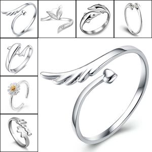 HIP HOP JEWERLY RINGS DOLPHINS Wingsfly Wings of the Angel Love Fox Butterfly Ouverture d'anneau réglable pour les femmes