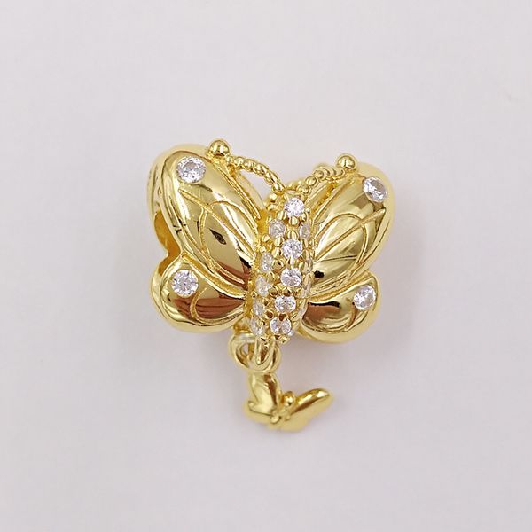 Plata de ley 925 Fabricación de joyas para niños Pandora Mariposa decorativa DIY Charm Pulseras de oro Regalos de aniversario para esposa Mujeres Hombres Nombre Collar 767899CZ Annajewel