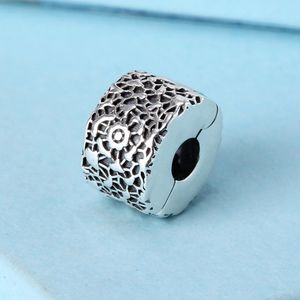 925 Sterling zilveren lagen van kanten clip stopper Bead past Europese sieraden Pandora -stijl bedelarmbanden