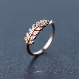 925 Sterling Silver Leaves de créateurs anneaux Sparkling CZ Zircon Ol Girls Elegant Love Ring For Women Accessoires Bijoux