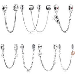 925 Sterling Silver Letter Love Charm Safety Chain Europese en Amerikaanse populaire sieraden DIY fit Pandora armband ketting voor vrouwen Party Gift