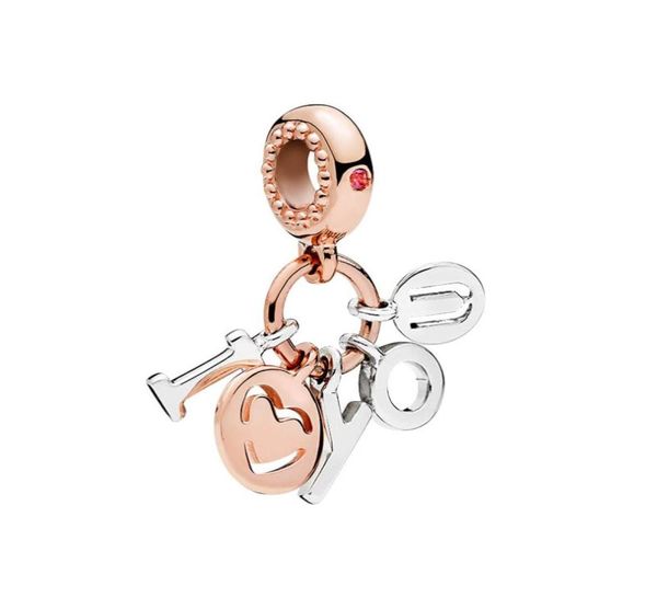 925 Sterling Silver Letter Love Pendants Charm Rose Gold Perles avec boîte d'origine pour bracelet Colliers de fabrication de bijoux bricolage Accessoires1067739