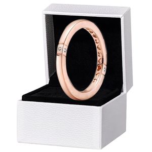 925 Sterling Silver Logo Hearts Band Ring Boîte d'origine pour Pandora Femmes Hommes CZ diamant Cadeau de mariage Bagues en or rose