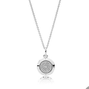 925 Sterling Silver logo Pendentif Collier pour Pandora CZ Diamant Partie Bijoux Pour Femmes Hommes Petite Amie Cadeau Chaîne Designer Colliers avec Boîte D'origine