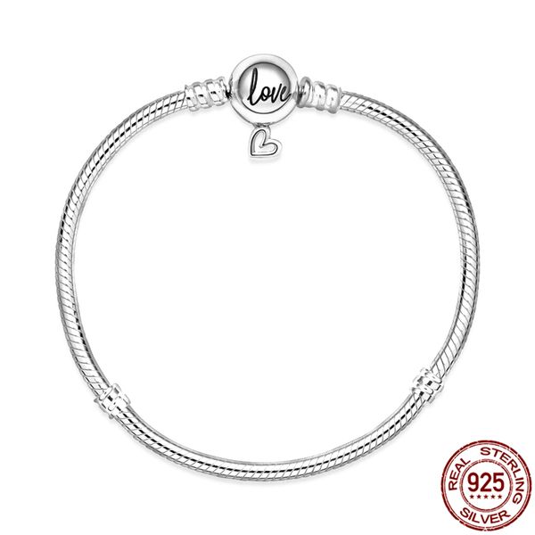 925 Sterling Silver Love Chain Chain Boucle Snake Forme Fit Original 3mm BraceletBangle de bricolage Faire bricolage bijoux pour les femmes