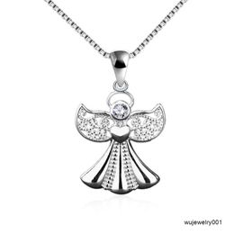 Colgantes de corazón de ala de Ángel guardián de amor de Plata de Ley 925 para collar, joyería, colgante de circonia, dijes para niñas y mujeres