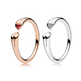 925 Sterling Silver Love Heart Open Ring met originele doos voor Pandora CZ Diamond bruiloft sieraden voor vrouwelijke meisjes Rose Gold Gift Gift Engagement Rings