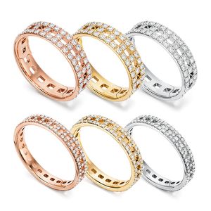 925 Sterling Silver Lovers Ring Hollowed Out Design Sparkling Round met CZ Rings Rose en Gold Color Luxury Jewellry for Women Men Rings Fashion Jewelry