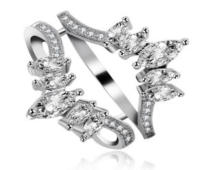 925 Sterling Zilver Marquise Cut Zirkonia Trouwring Enhancer voor Dames Mode Verloving Jubileum Sieraden Y5303824570