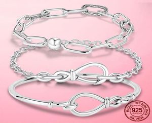 925 Sterling Silver Me Bracelet adapté à Pandora Charm Beads à la mode infinie à nœuds bijoux de luxe pour femmes7065154