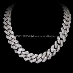 925 Sterling Zilver Miami 14mm afgeronde Cubaanse ketting met gebruik van Vvs Moissanite Diamond Chain voor Unisex uit India