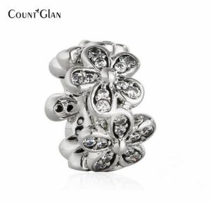 925 argent sterling micro cz pave éblouissante daisies fleurispaceur charars perles en forme de femmes bracelets de charme bricolage
