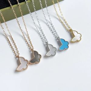 925 Sterling Silver Mini White Fritillary Butterfly Shell Pendant Women Turquoise ketting Mode Luxe Merk Kwaliteit Sieraden 240123