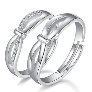 925 Sterling Zilver Moissanite Diamanten Paar Ringen voor Liefhebbers Bijpassende Bruiloft Sieraden Set set met zirkoon zilveren paar ring en doos